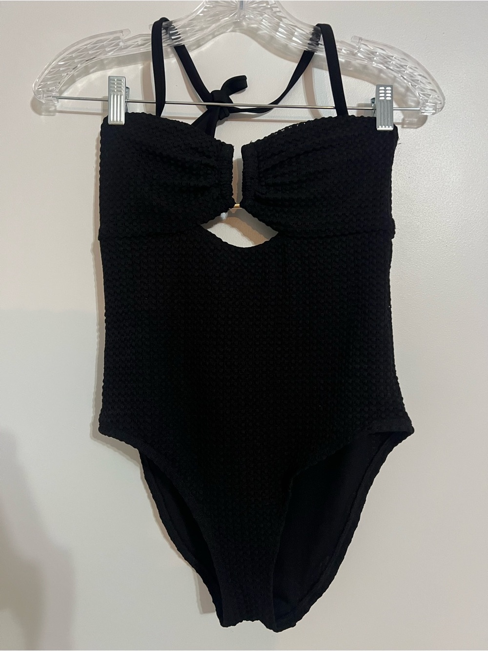 New with tags Shade & Shore Black Textured One-Piece Swimsuit